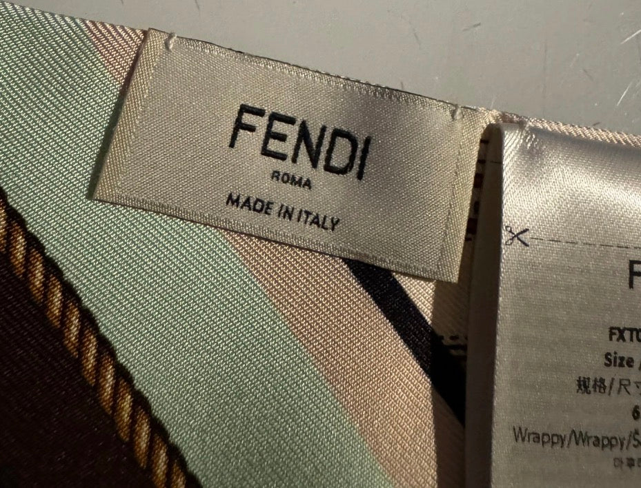 Fendi Silk Zucchino FF Logo Scarf Twilly ladies