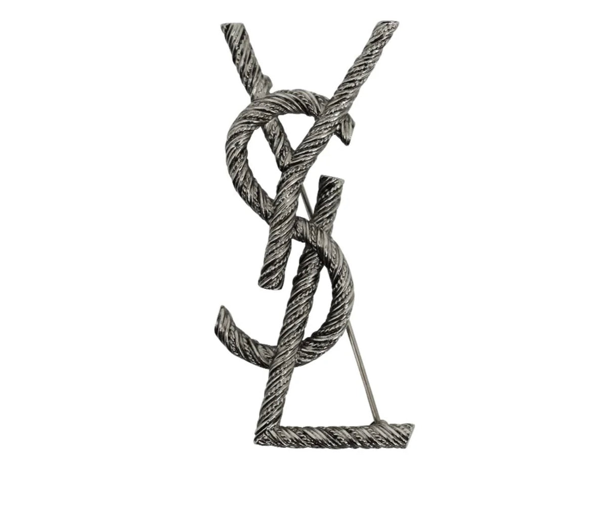 Saint Laurent YSL INTERLACED ROPE BROOCH SILVER ladies
