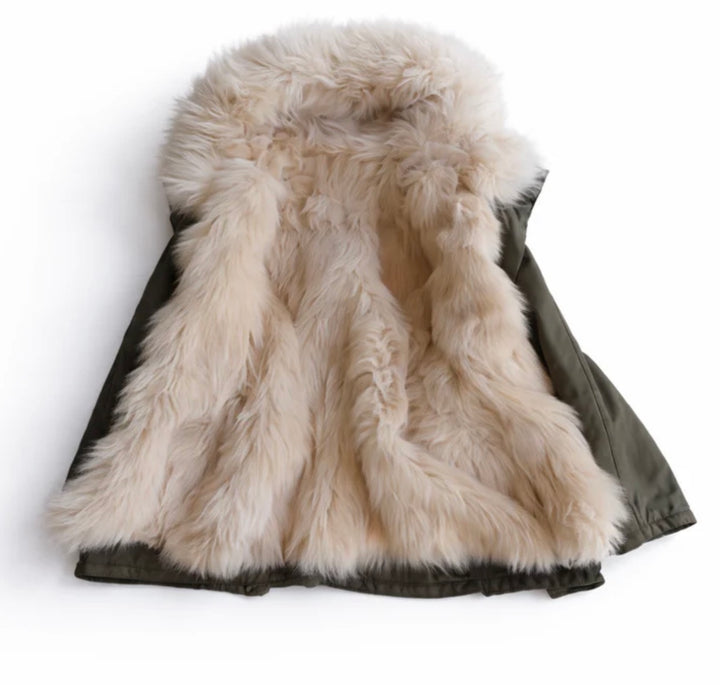 Yves Salomon ARMY Reversible Fur Parka Jacket Size F 34 XS ladies