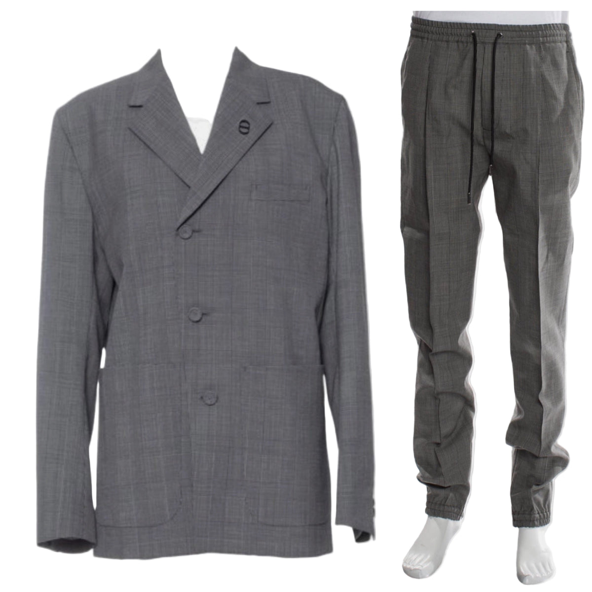 Dior Virgin Wool Check CD Icon Two-Piece Set Suit Size 48-jacket Size 50-trousers men