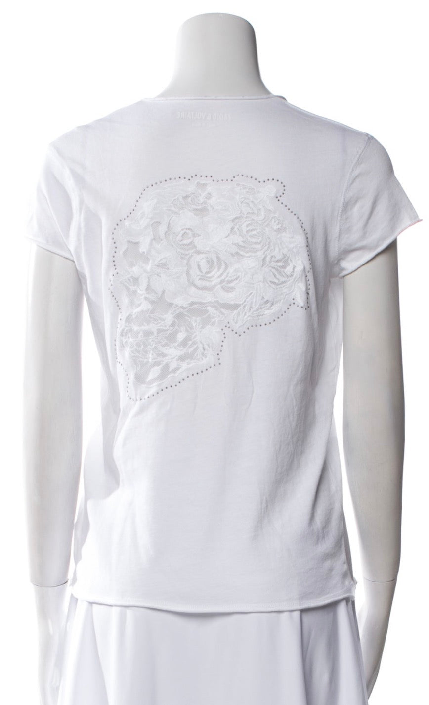 Zadig & Voltaire Story Fishnet Skull Strass T-Shirt Size XS ladies