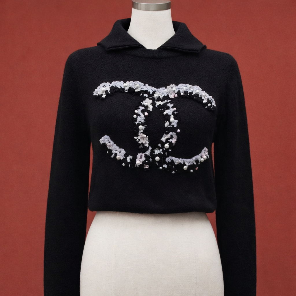 CHANEL Neige CC Pearl Cashmere Sweater Jumper P73253K10535 Size 50 ladies