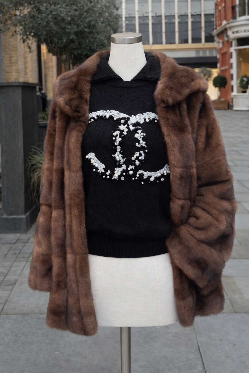 CHANEL Neige CC Pearl Cashmere Sweater Jumper P73253K10535 Size 50 ladies