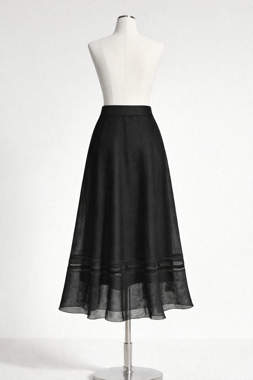 Valentino Openwork Black Midi Skirt Size M medium ladies