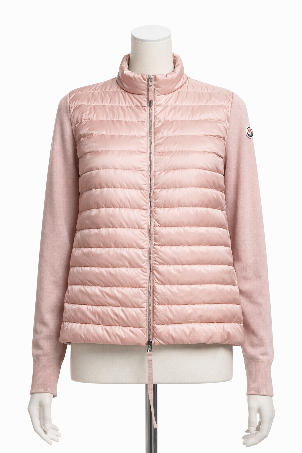 Moncler Cardigan Tricot Virgin Wool Sleeves Jacket in Blush Size M medium ladies