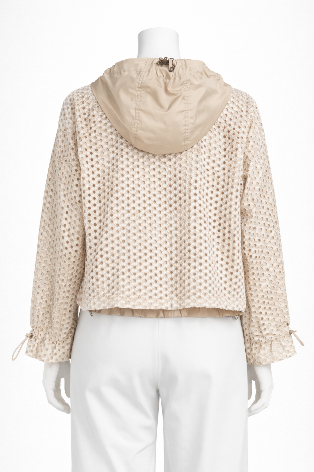 Moncler Guesclin Broderie Anglaise Drawcord Light Jacket Size 2 ladies