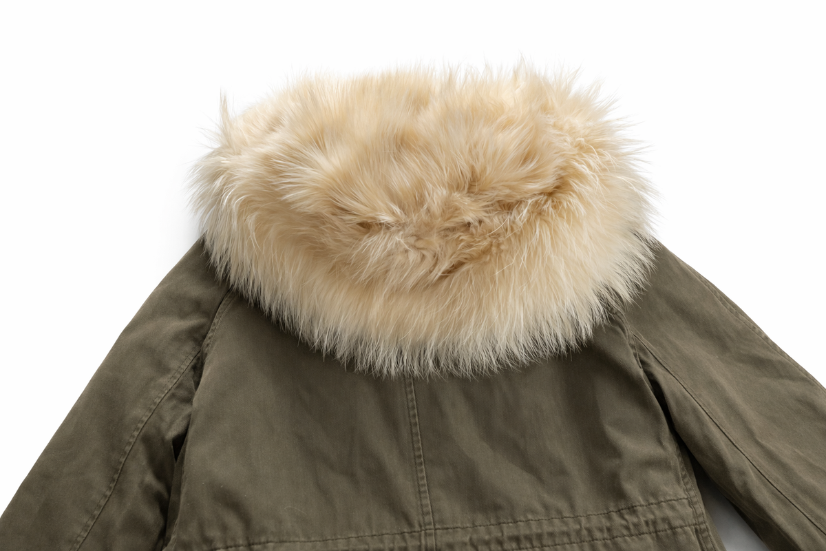 Yves Salomon ARMY Reversible Fur Parka Jacket Size F 34 XS ladies