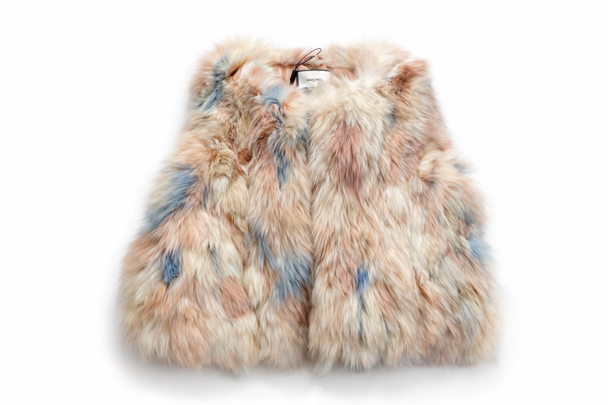 Max & Moi Fox Fur Multicolour Vest Size F 42 ladies