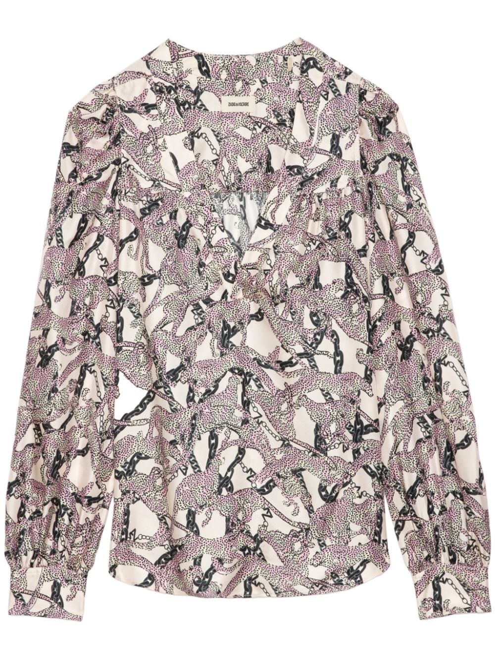 Zadig & Voltaire Telia Twill Wild Chain Silk Blouse Size L large ladies