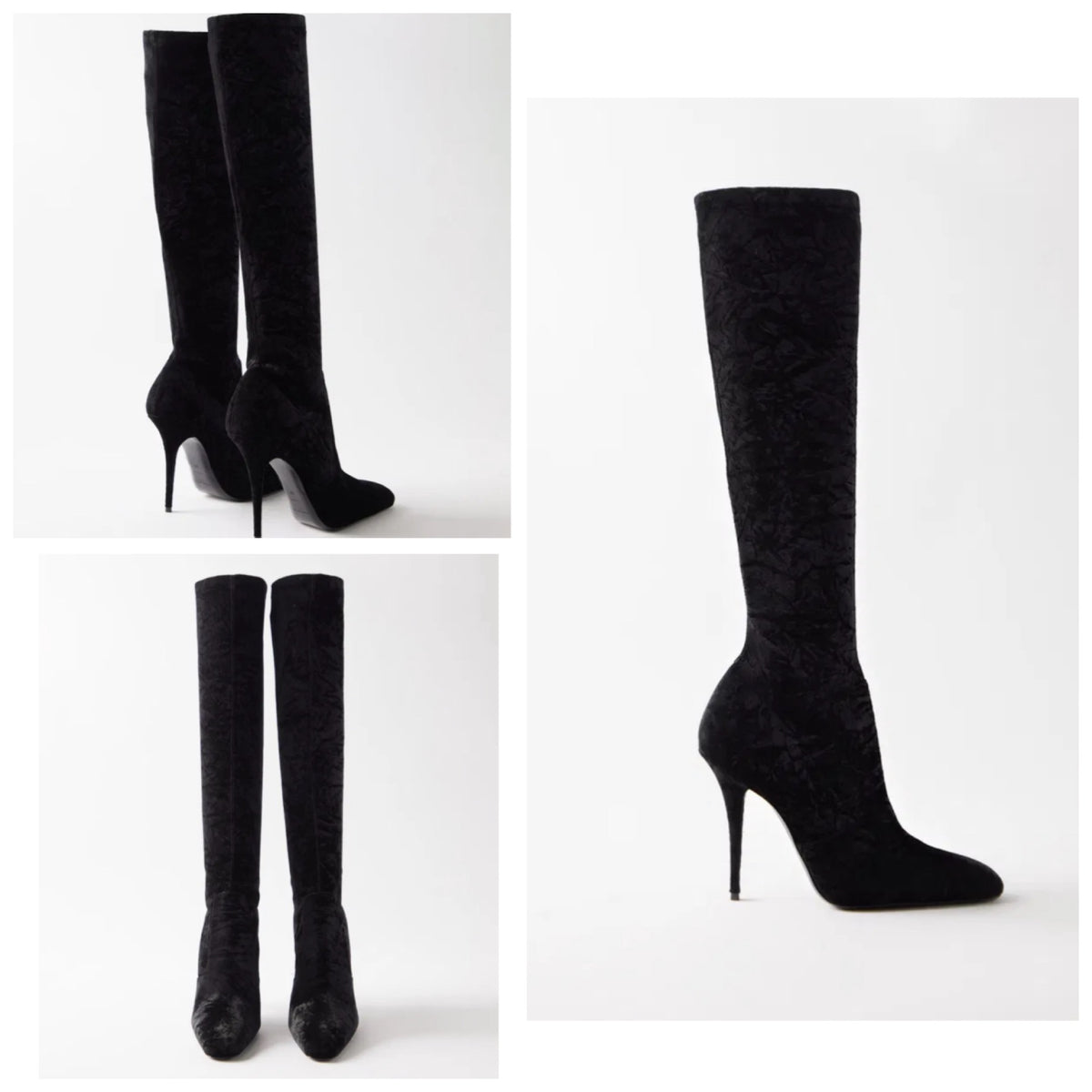 Saint Laurent Talia 110 Velvet Knee-High Boots Size 39 ladies