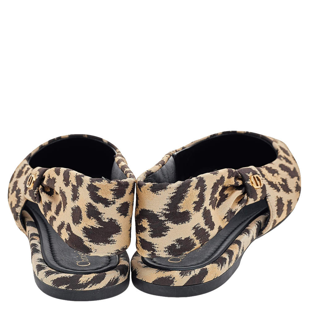 CHRISTIAN DIOR Nylon Leopard Print Mizza Slingback Flats Size 38.5