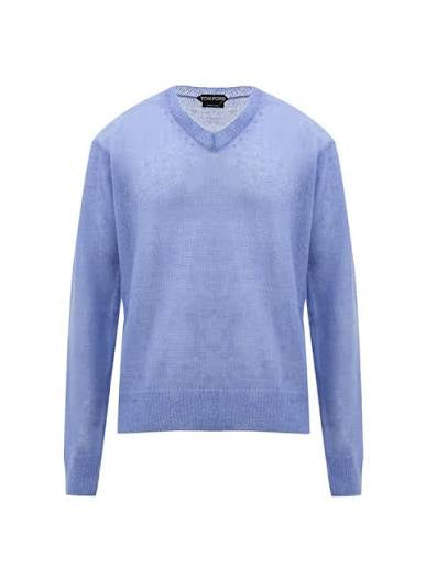 Tom Ford Alpaca & Silk Purple V neck Jumper Sweater Size 52 men