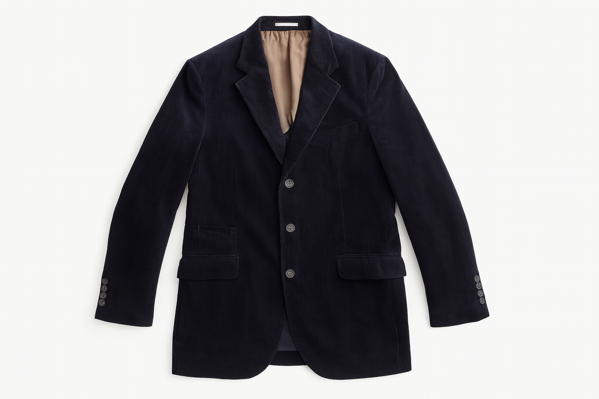 BRUNELLO CUCINELLI NAVY BROWN CORDUROY BLAZER JACKET SIZE 48 MEN