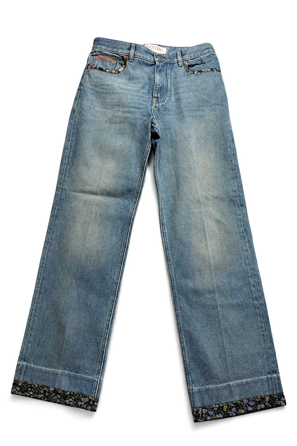 Valentino 2025 Logo Patch Floral-Trim Denim Jeans Size 27 ladies