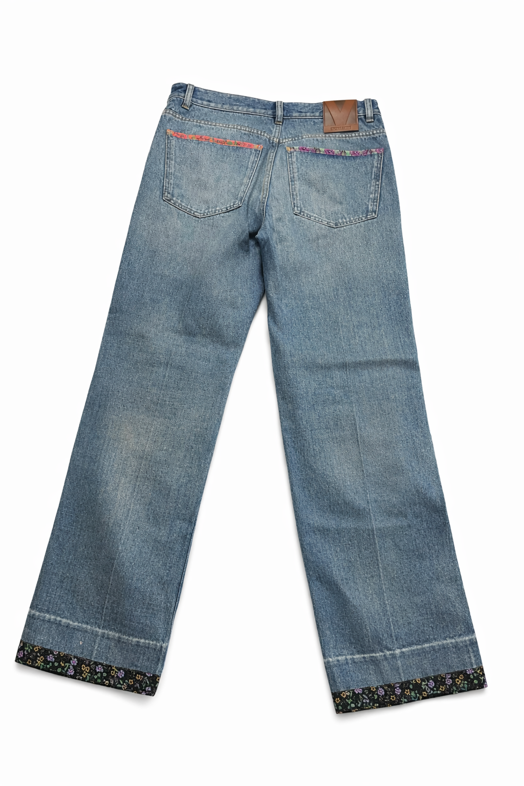 Valentino 2025 Logo Patch Floral-Trim Denim Jeans Size 27 ladies