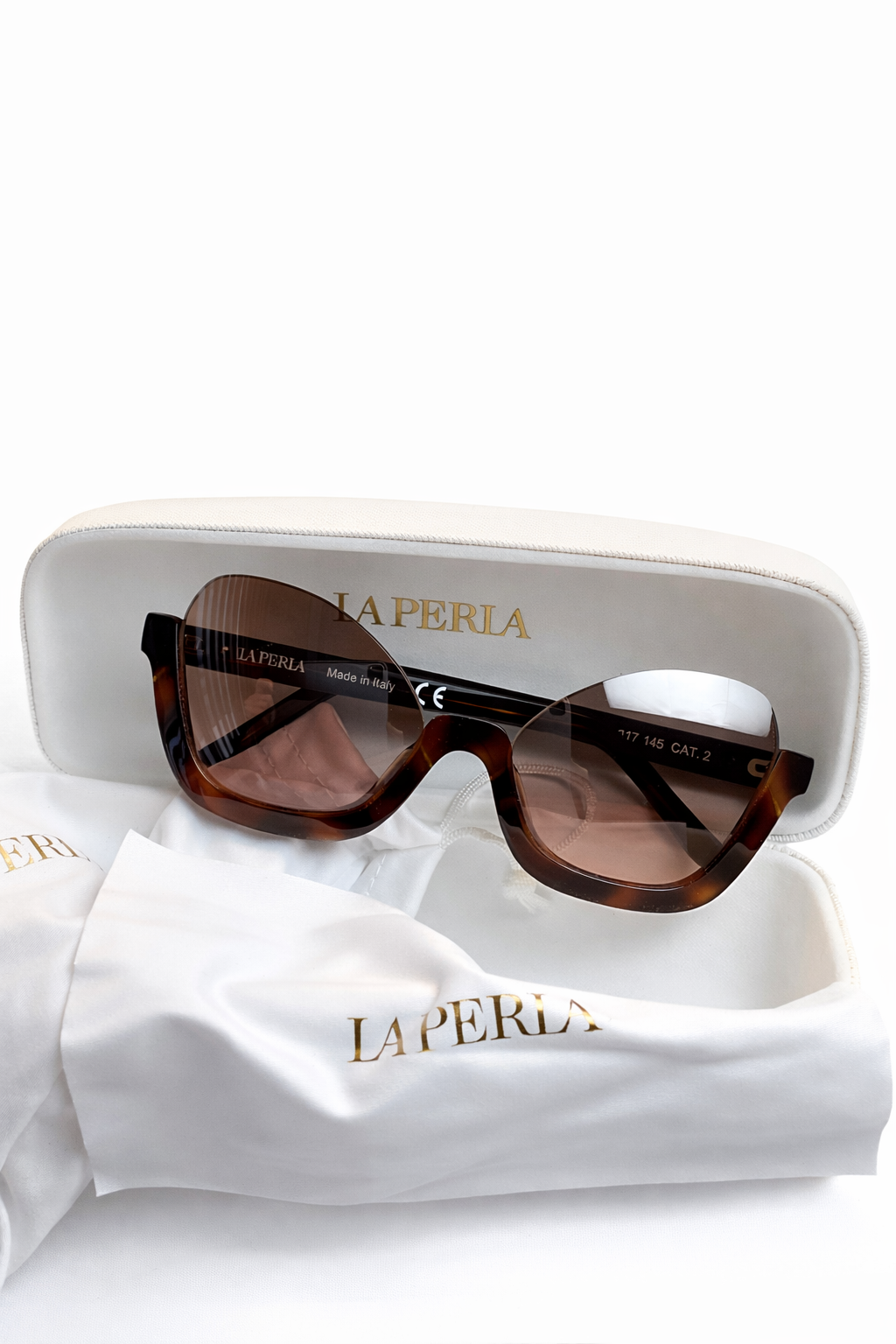 La Perla Tortoise Half Frames Sunglasses ladies