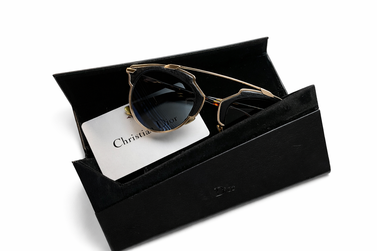 CHRISTIAN DIOR Tortoise Shell Acetate And Goldtone Metal So Real Brow Bar Sunglasses ladies