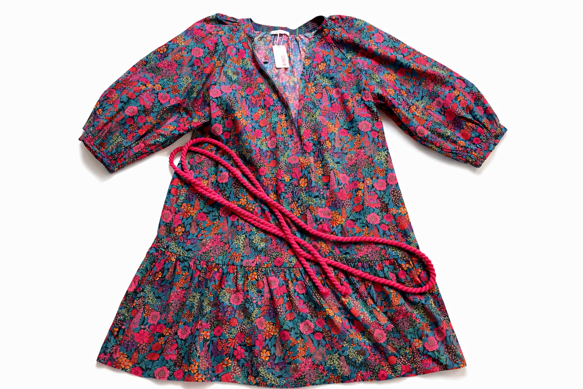 Eres Liberty Fabric Floral Printed Belted Dress Coat Size S small ladies