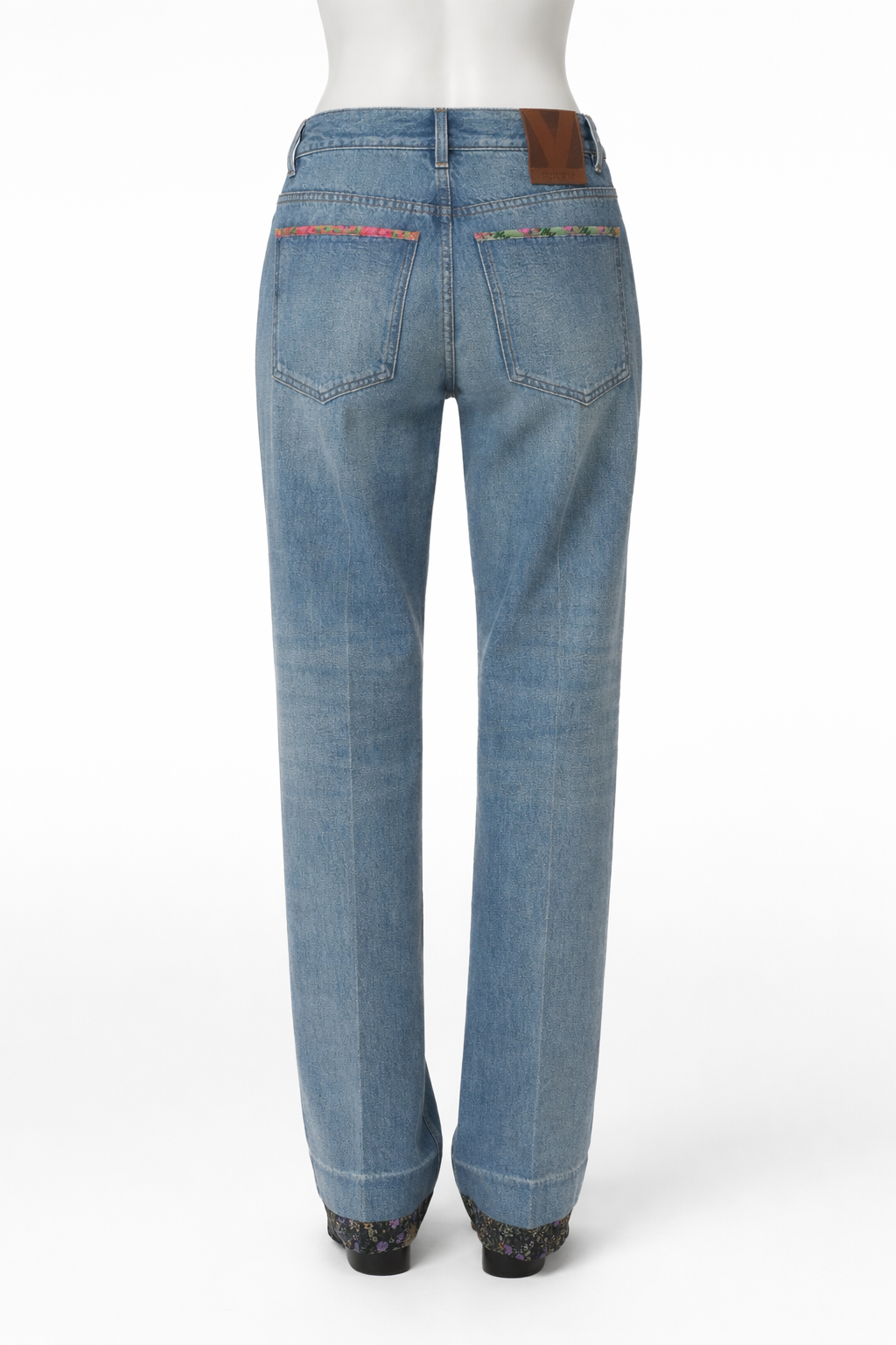 Valentino 2025 Logo Patch Floral-Trim Denim Jeans Size 27 ladies