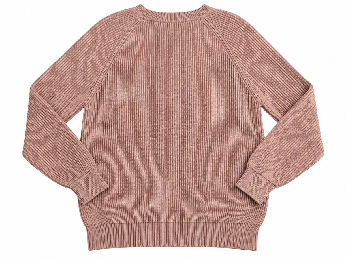 Brunello Cucinelli Dusty Pink Monili Embellished Ribbed Cotton Jumper – Size L ladies