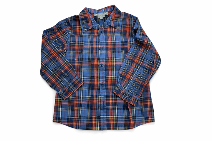 BONPOINT BOYS RED & BLUE COTTON CHECK SHIRT SIZE 4 YEARS. CHILDREN