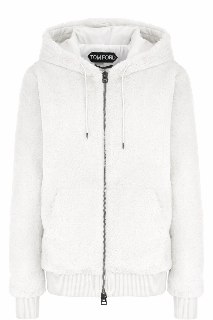 Tom Ford faux shearling fur bomber jacket with leather trim size XS ladies