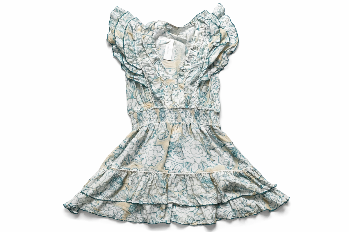 Poupette St Barth x Vilebrequin Camila Mini Dress Hidden Fishes Handmade size XS ladies