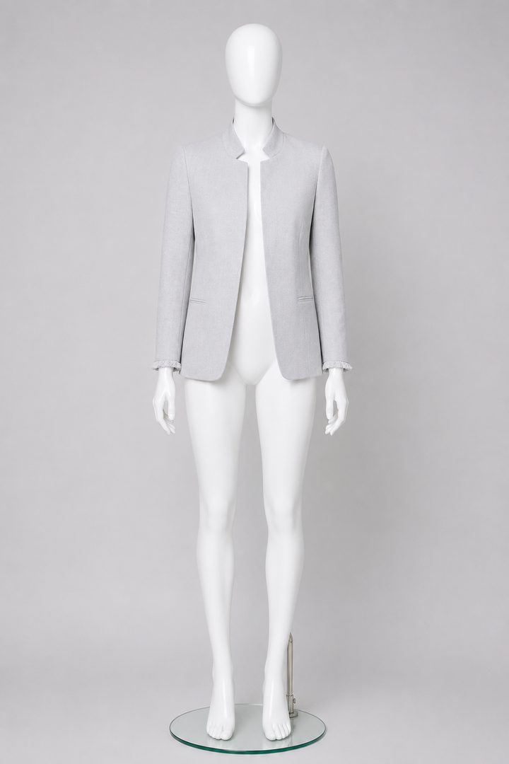 Zadig & Voltaire Linen Jacquard Open Front Volly Frange Blazer Size F 36 S small ladies