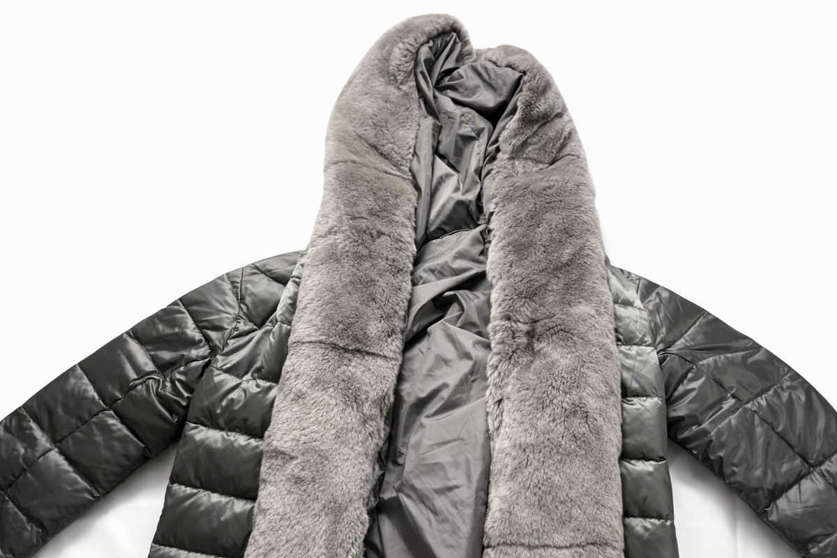 Max Mara the Cube Long Puffer Fur Trim Jacket Coat size I 40 F 38 US 6 ladies