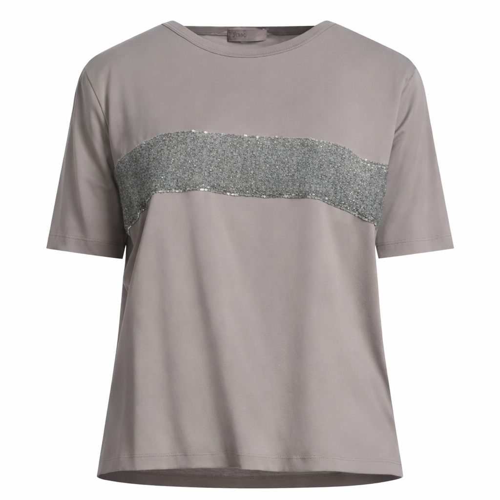 HERNO Resort Alpaca Trim Taupe T shirt size I 40 UK 8 US 4 S small ladies