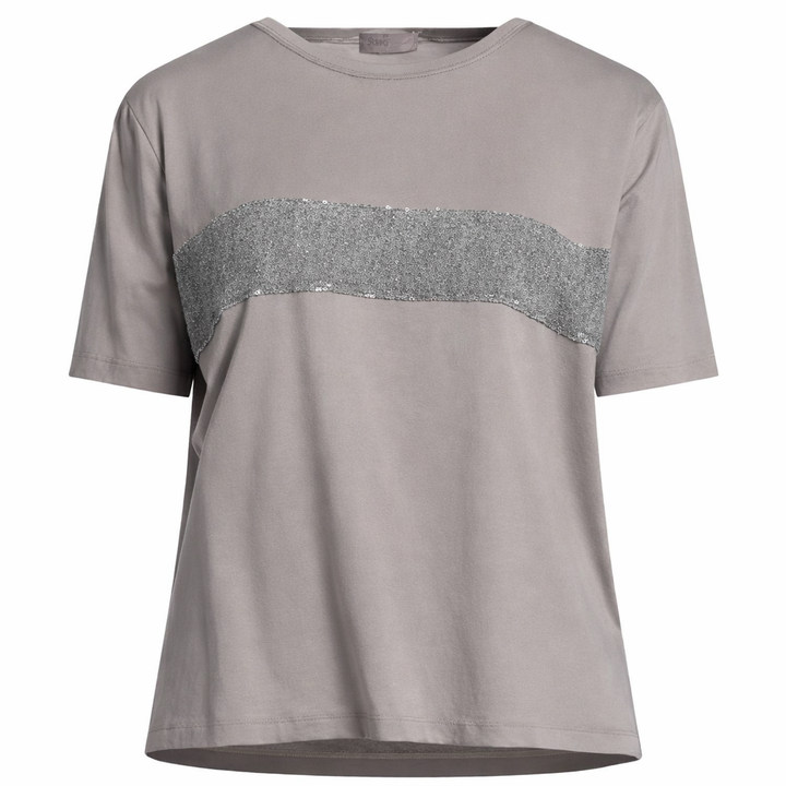 HERNO Resort Alpaca Trim Taupe T shirt size I 40 UK 8 US 4 S small ladies