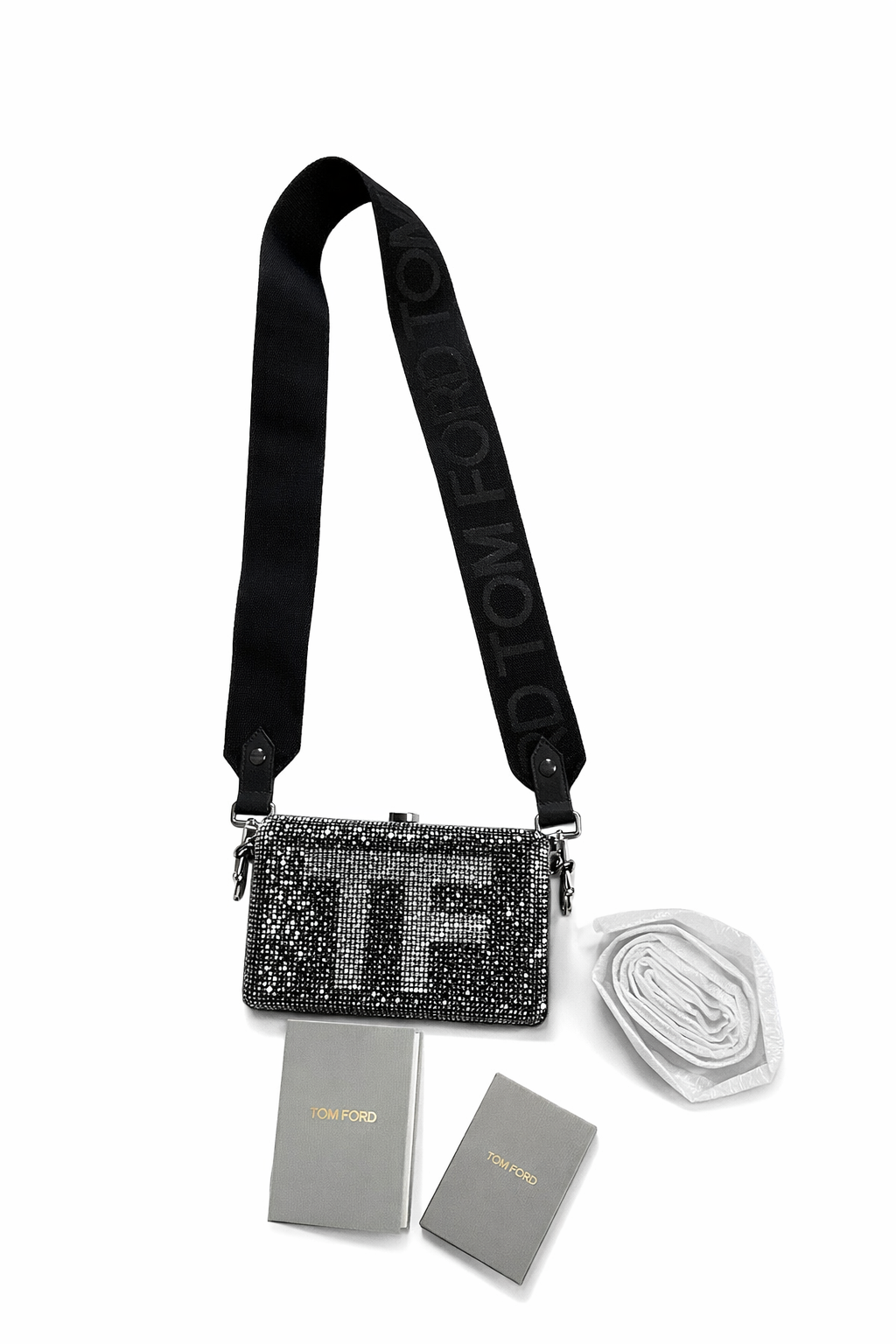 Tom Ford Crystal-Embellished Mini Clutch Bag with extra strap Handbag ladies