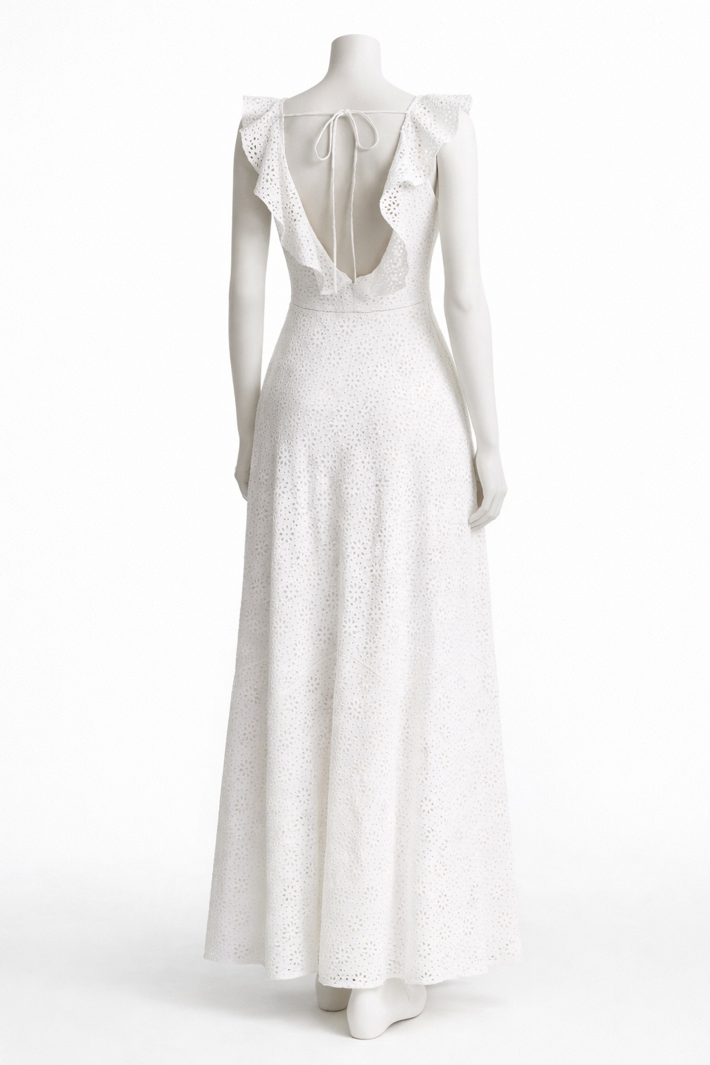 Polo Ralph Lauren White Broderie-Anglaise Linen Maxi Dress Size US 6 UK 10 ladies