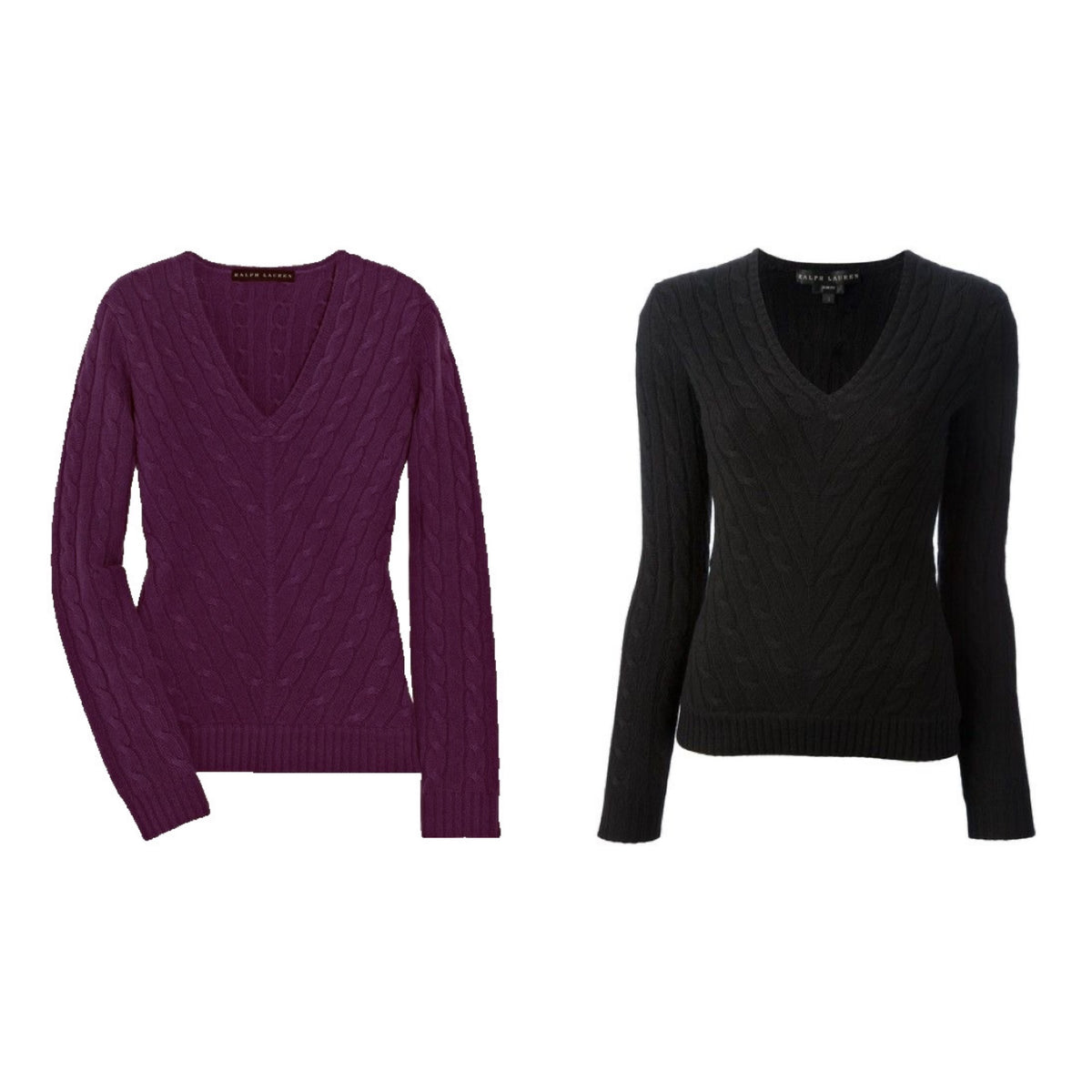 Ralph Lauren Black Label Pure Cashmere Cable Knit Pullover Jumper Sweater Sz XS ladies