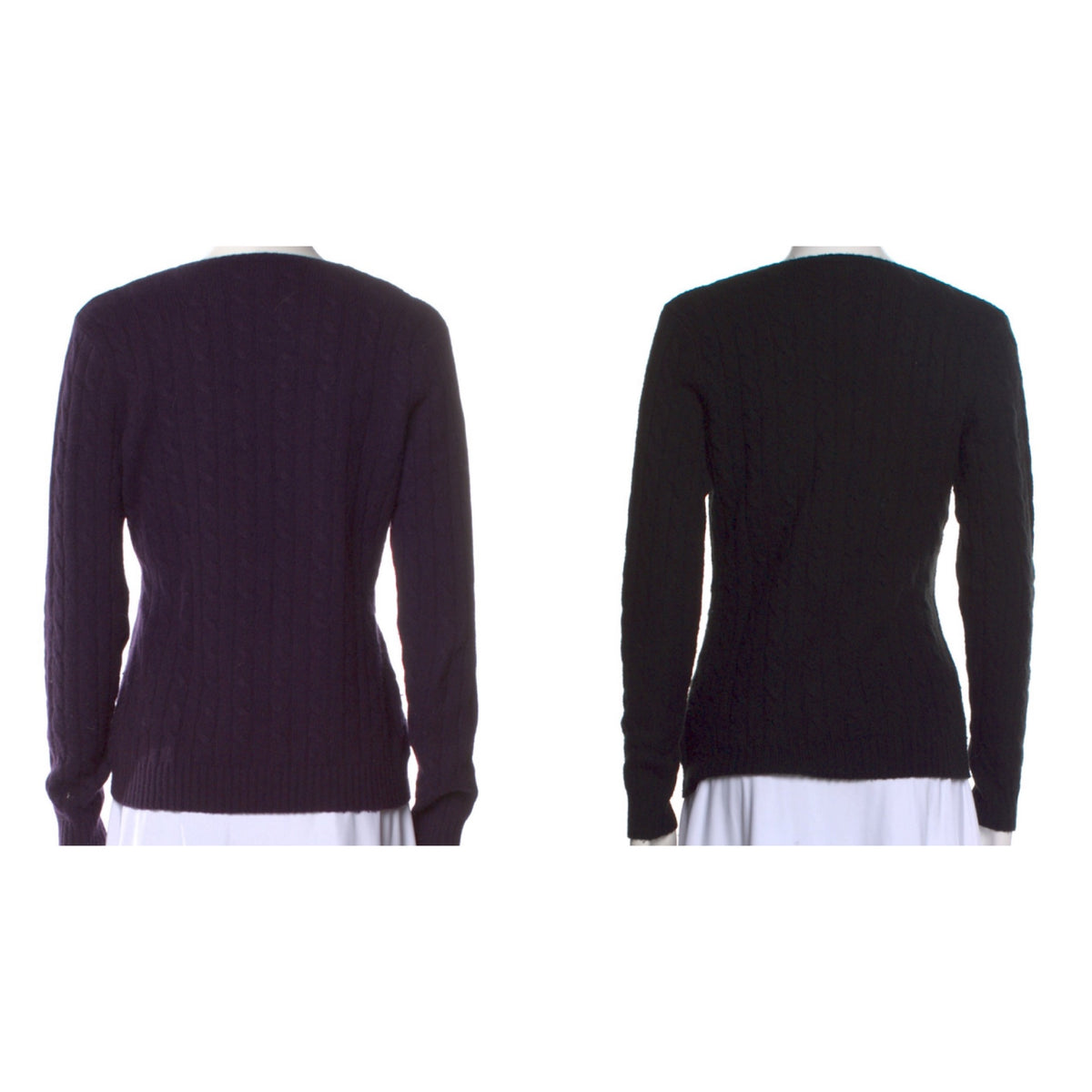 Ralph Lauren Black Label Pure Cashmere Cable Knit Pullover Jumper Sweater Sz XS ladies