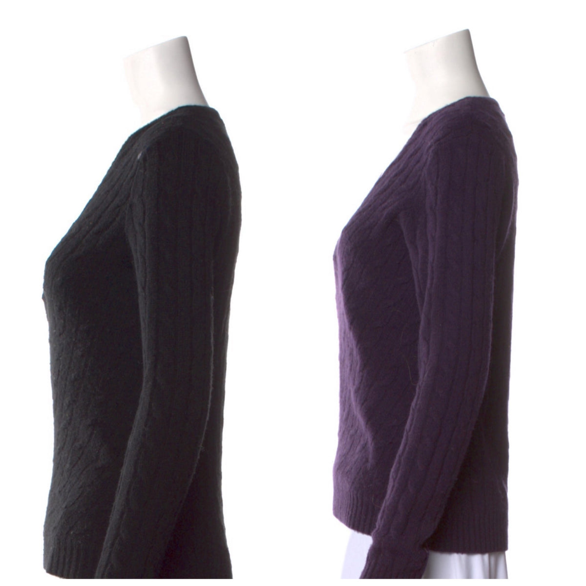 Ralph Lauren Black Label Pure Cashmere Cable Knit Pullover Jumper Sweater Sz XS ladies
