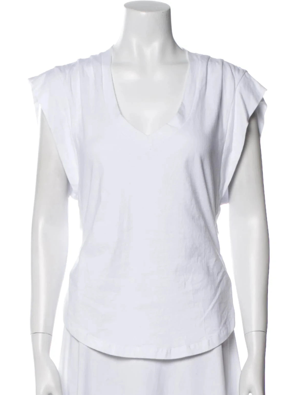 Isabel Marant Women's White V-Neck Cap Sleeve T-Shirt Top Size M medium ladies