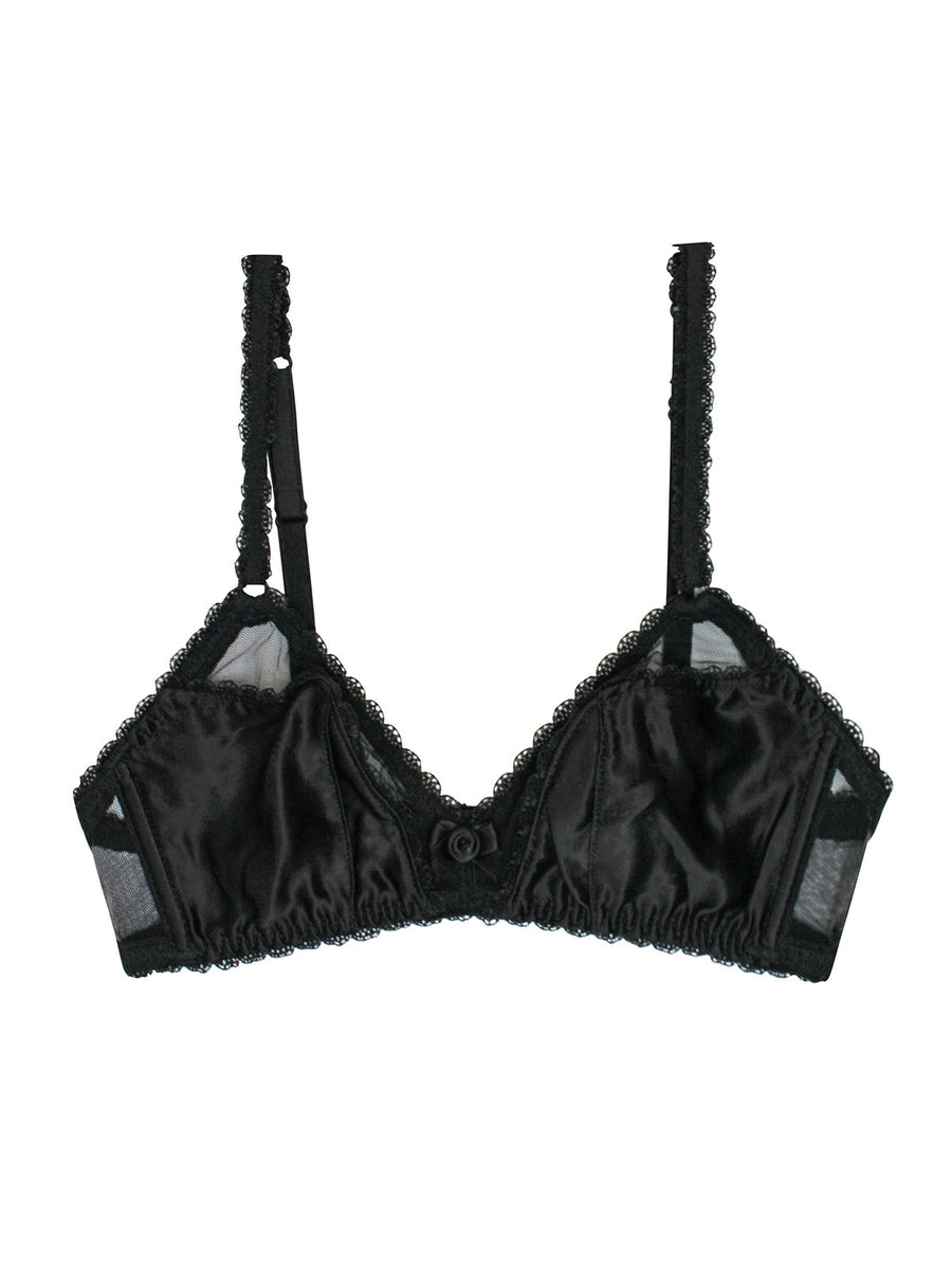 AGENT PROVOCATEUR SEXY BLACK KITTY SILK MIX SOFT CUP BRA SMALL