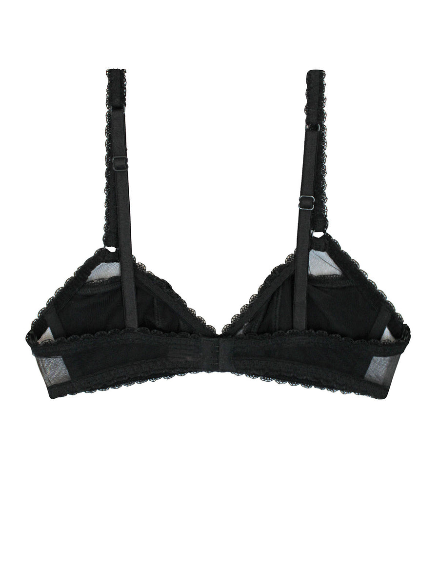 AGENT PROVOCATEUR SEXY BLACK KITTY SILK MIX SOFT CUP BRA SMALL