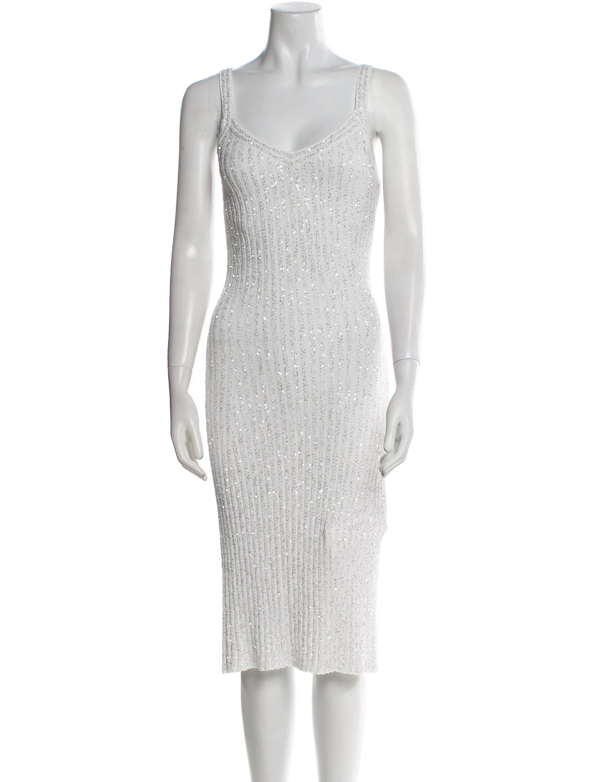 Missoni white Sequin-embellished ribbed-knit midi dress Size I 42 UK 10 US 6 ladies