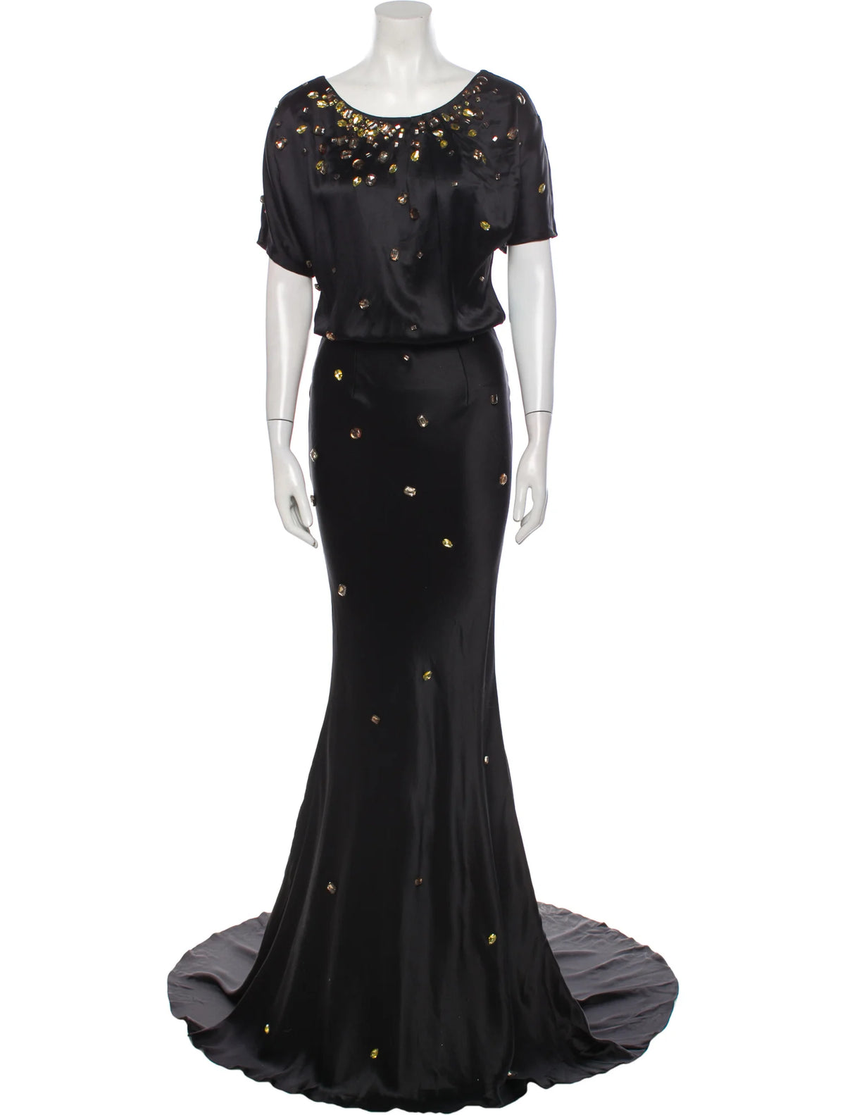 OSCAR DE LA RENTA RARE GOWN Black Crystals Embellished DRESS Size XS ladies