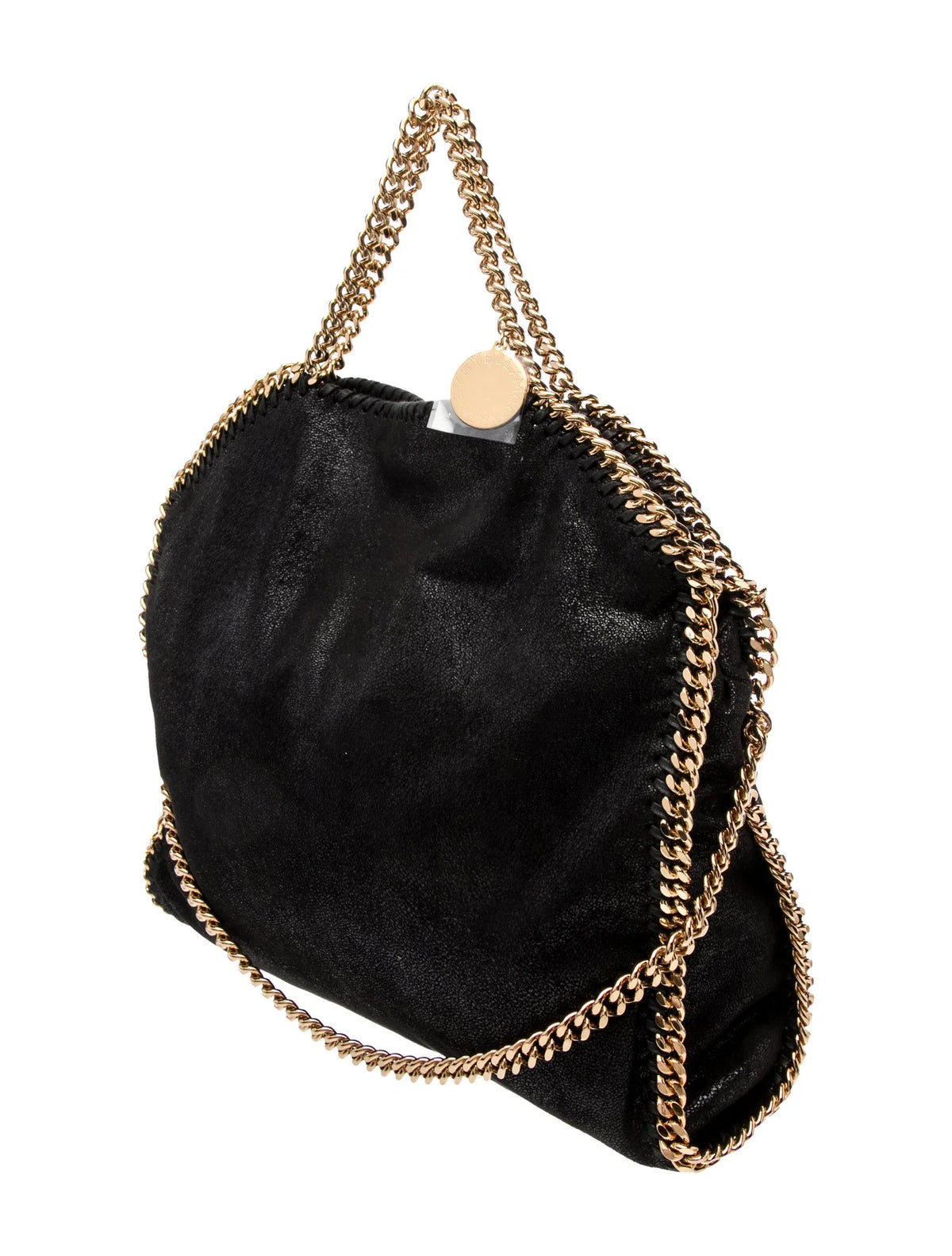 Stella McCartney Falabella Faux Leather Foldover Tote In Black With Gold Chain ladies