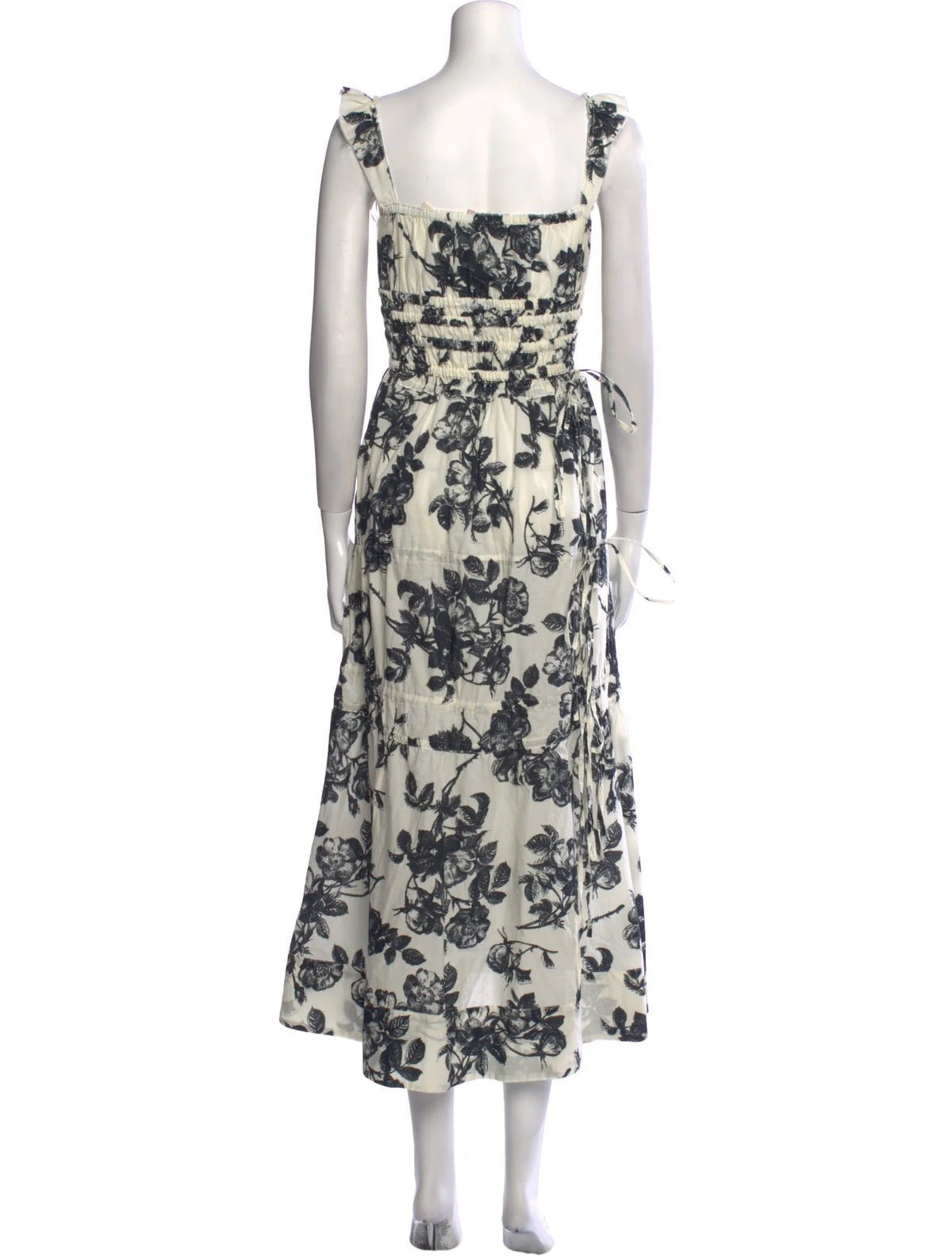 BROCK COLLECTION Prisca Shirred Floral-print Cotton-poplin Midi Dress Size 2 Ladies