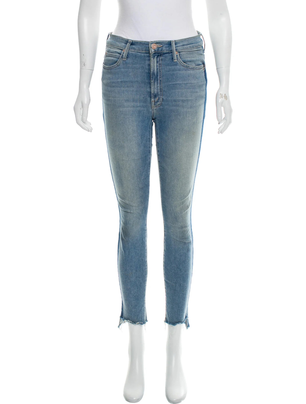 MOTHER The Stunner Zip Ankle Step Fray In Light Kitty Racer Jeans size 26 ladies