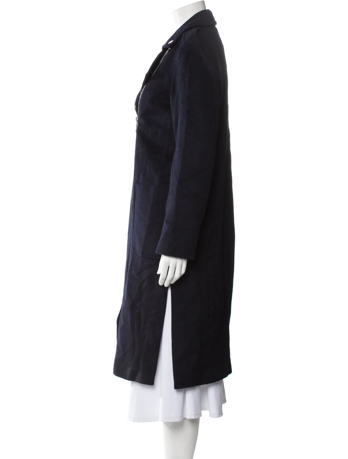 Michael Kors Navy Blue Wool Blend Mid Length Coat Ladies