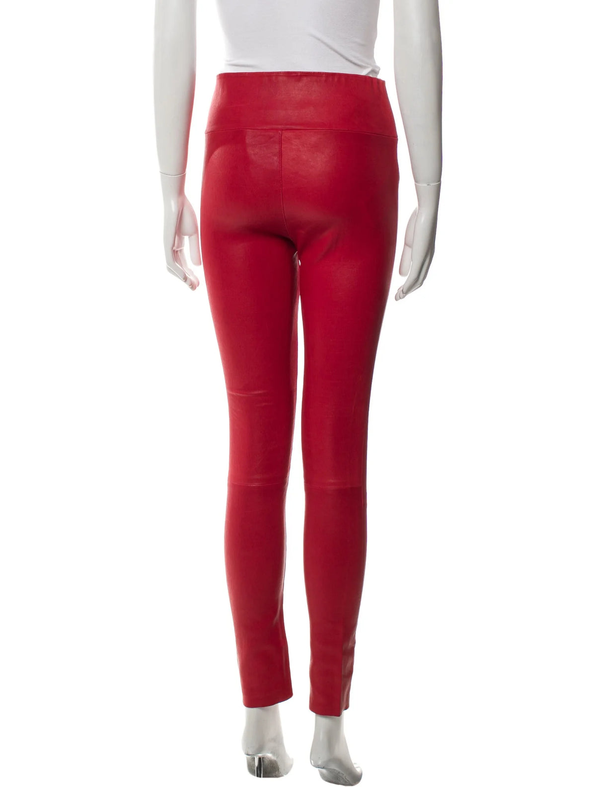 Sprwmn Red Leather High-Waisted Leggings Pants Trousers Size S small ladies