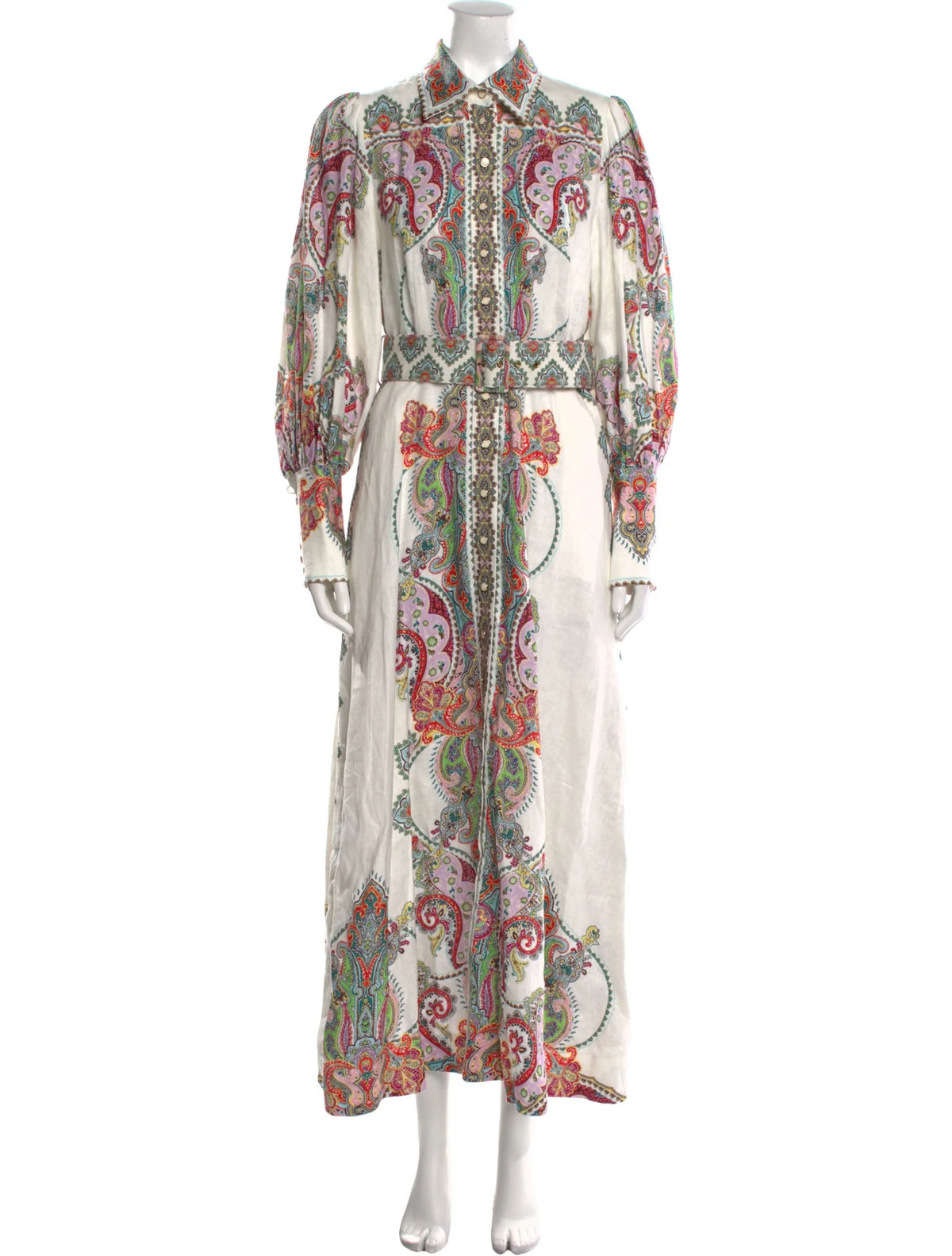 ZIMMERMANN NINETY-SIX SHIRT PAISLEY PRINT LINEN DRESS SIZE 1 S SOLD OUT ladies