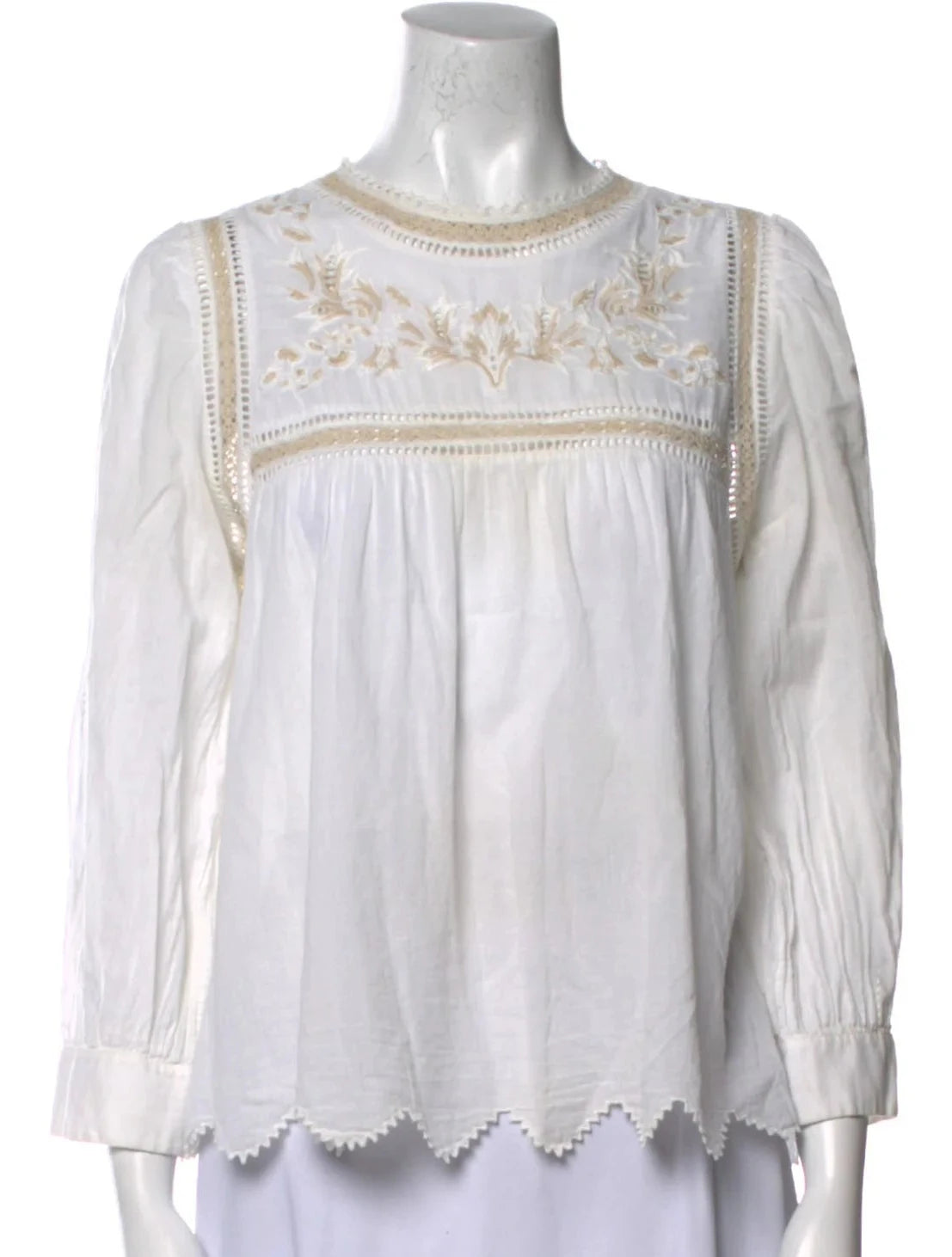 Zadig&Voltaire Temper Voile Embroidered Tunic Blouse Size M medium ladies