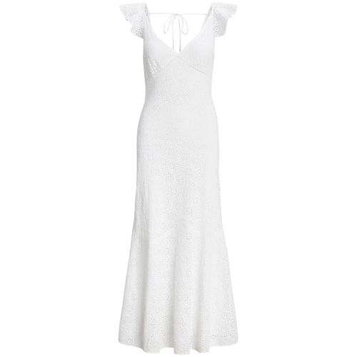 Polo Ralph Lauren White Broderie-Anglaise Linen Maxi Dress Size US 6 UK 10 ladies