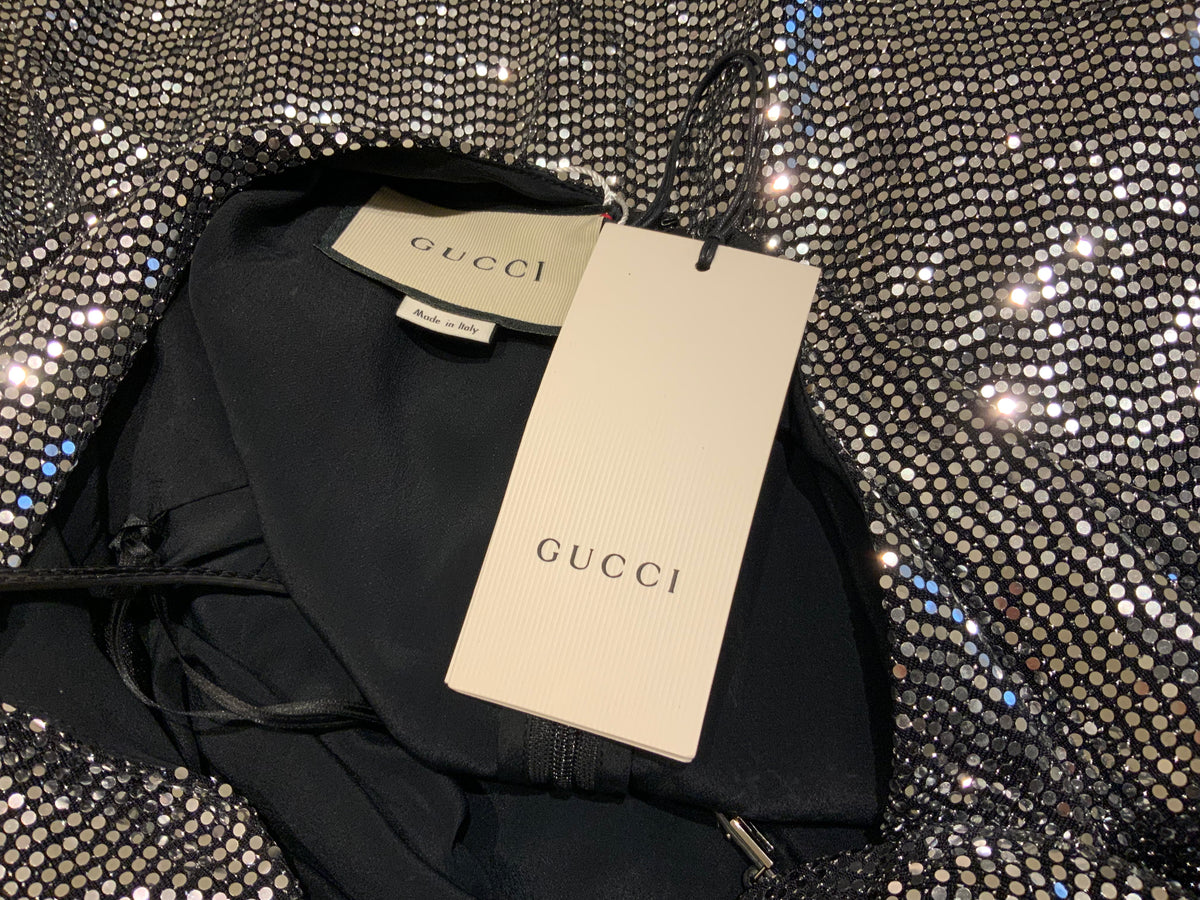 GUCCI Metallic Silver Dress Gown Size S small ladies